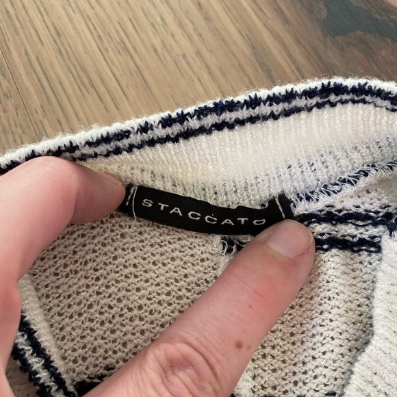 Staccato Womens Black and White Striped Crewneck Sweater Size Small - Picture 5 of 6